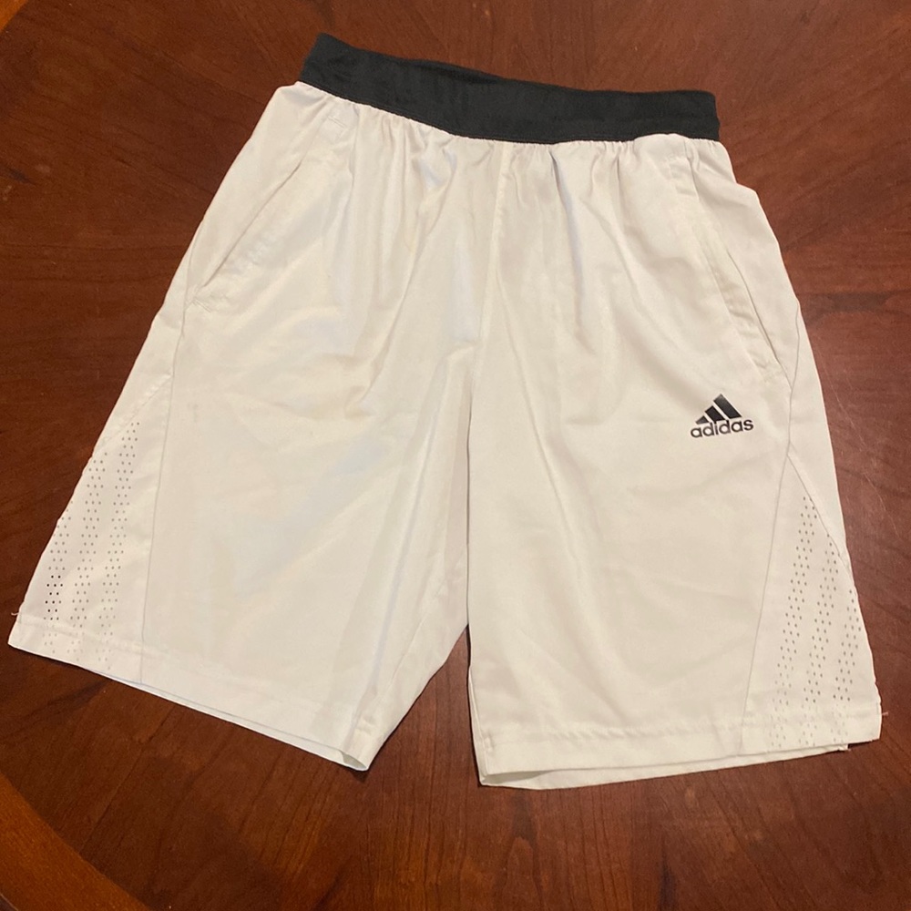 Men’s Adidas shorts size small with pockets and inside drawstring.